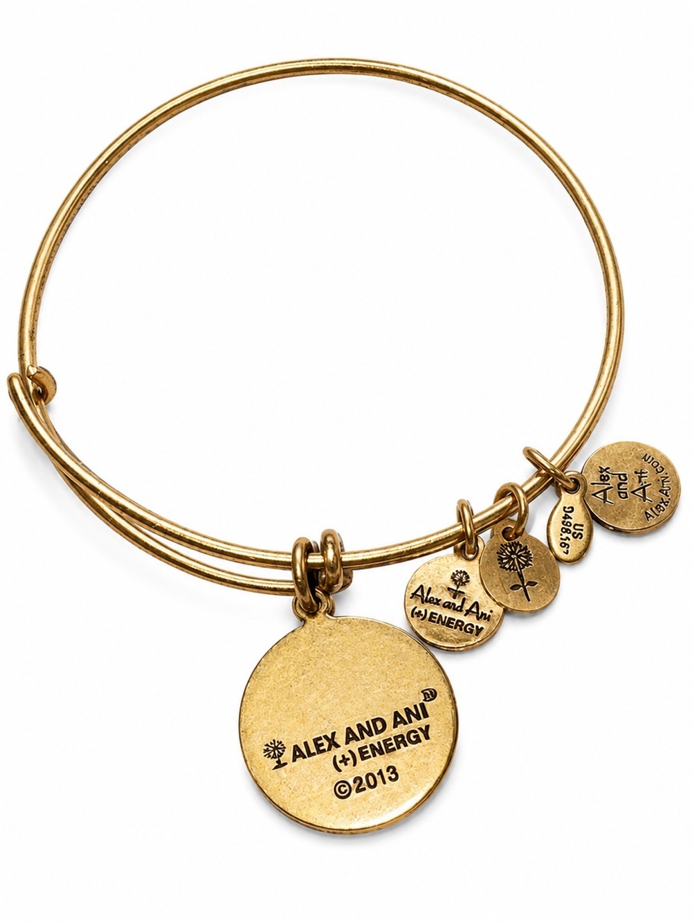 Alex and Ani Gold Initial F Charm Bangle Bracelet - Picture 2 of 2